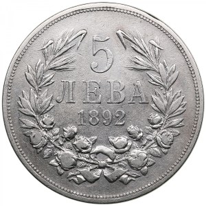 Bulgaria (Kremnica mint) 5 Leva 1892 - Ferdinand I (1887-1918)