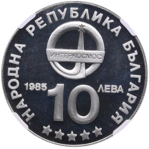 Bulgaria (Sofia) 10 Leva 1985 - Cosmonauts - NGC PF 67 ULTRA CAMEO