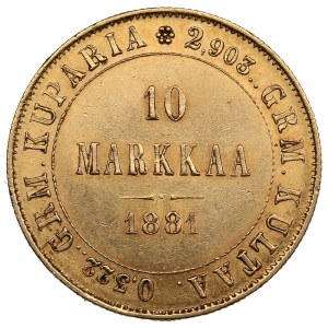 Finland (Russia) 10 Markkaa 1881 S - Alexander II (1855-1881)