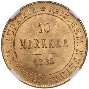 Finland (Russia) 10 Markkaa 1882 S - Alexander III (1881-1894) - NGC MS 64