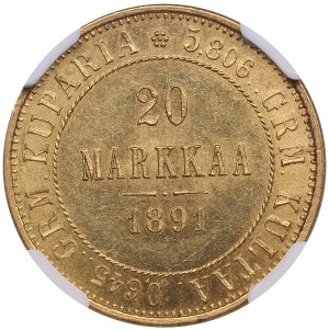 Finland (Russia) 20 Markkaa 1891 L - Alexander III (1881-1894) - NGC MS 63