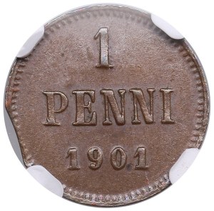 Finland (Russia) 1 Penni 1901 - Clipped planchet - Nicholas II (1894-1917) - NGC MINT ERROR MS 62 BN