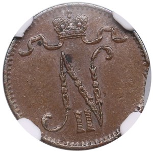 Finland (Russia) 1 Penni 1901 - Clipped planchet - Nicholas II (1894-1917) - NGC MINT ERROR MS 62 BN