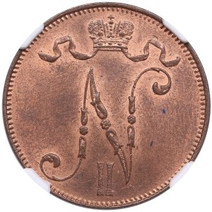 Finland (Russia) 5 Penniä 1905 - NGC MS 63 RB