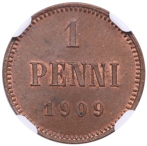 Finland (Russia) 1 Pennia 1909 - Nicholas II (1894-1917) - NGC MS 65 BN
