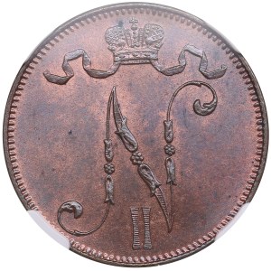 Finland (Russia) 5 Penniä 1910 - Nicholas II (1894-1917) - NGC MS 64 BN
