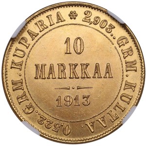 Finland (Russia) 10 Markkaa 1913 S - Nicholas II (1894-1917) - NGC MS 66