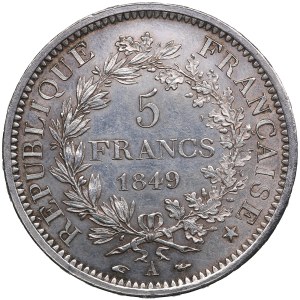 France, Second Republic (Paris) 5 Francs 1849