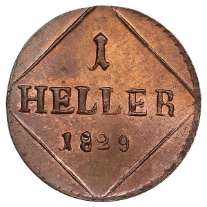 German States, Kingdom of Bavaria (Munich) 1 Heller 1829 - Maximilian I Joseph (1805-1825)