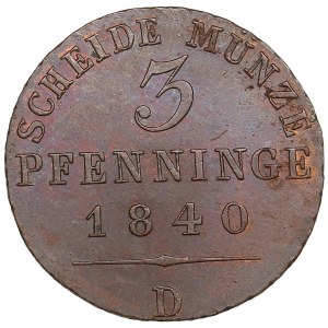 German States, Kingdom of Prussia (Düsseldorf) 3 Pfennige 1840 - Friedrich Wilhelm III (1797-1840)