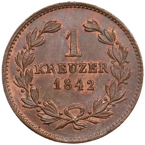 German States, Grand Duchy of Baden (Karlsruhe) 1 Kreuzer 1842 - Leopold I (1830-1852)