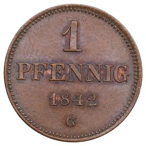 German States, Kingdom of Saxony, Albertinian Line (Dresden) 1 Pfennig 1842 - Friedrich August II (1836-1854)