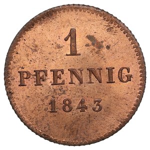 German States, Kingdom of Bavaria (Munich) 1 Pfennig 1843 - Ludwig I (1825-1848)