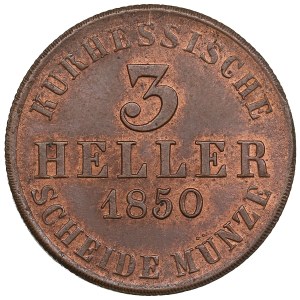German States, Electorate of Hesse-Cassel 3 Heller 1850 - Friedrich Wilhelm I (1847-1866)