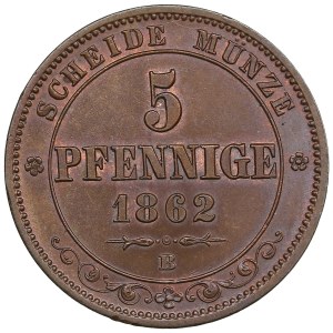 German States, Kingdom of Saxony, Albertinian Line (Dresden) 5 Pfennige 1862 - Johann I (1854-1873)
