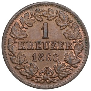 German States, Duchy of Nassau (Wiesbaden) 1 Kreuzer 1863 - Adolf (1839-1866)