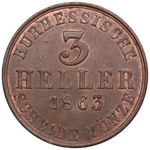German States, Electorate of Hesse-Cassel 3 Heller 1863 - Friedrich Wilhelm I (1847-1866)