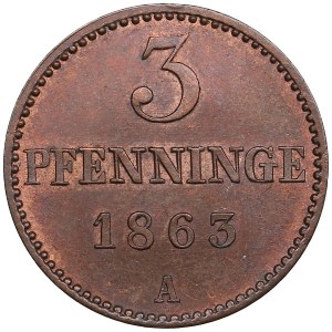 German States, Grand Duchy of Mecklenburg-Schwerin (Berlin) 3 Pfennige 1863 - Friedrich Franz II (1842-1883)
