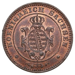 German States, Kingdom of Saxony, Albertinian Line (Dresden) 1 Pfennig 1863 - Johann I (1854-1873)