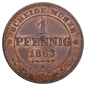 German States, Kingdom of Saxony, Albertinian Line (Dresden) 1 Pfennig 1863 - Johann I (1854-1873)