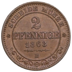 German States, Kingdom of Saxony, Albertinian Line (Dresden) 2 Pfennige 1863 - Johann I (1854-1873)