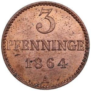 German States, Grand Duchy of Mecklenburg-Schwerin (Berlin) 3 Pfennige 1864 - Friedrich Franz II (1842-1883)