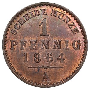German States, Principality of Reuss-Schleiz (Berlin) 1 Pfennig 1864 - Heinrich LXVII (1854-1867)
