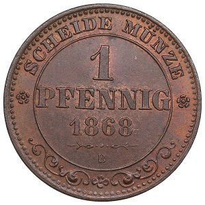German States, Kingdom of Saxony, Albertinian Line (Dresden) 1 Pfennig 1868 - Johann I (1854-1873)