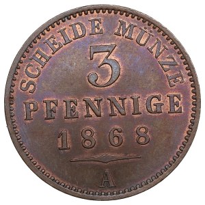 German States, Principality of Reuss-Greiz (Berlin) 3 Pfennige 1868 - Heinrich XXII (1867-1902)