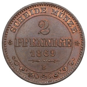 German States, Kingdom of Saxony, Albertinian Line (Dresden) 2 Pfennige 1869 - Johann I (1854-1873)