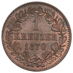 German States, Grand Duchy of Baden (Karlsruhe) 1 Kreuzer 1870 - Friedrich I (1856-1907)