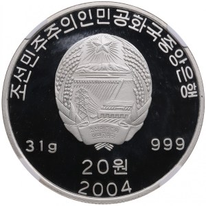 North Korea (Pyongyang) 20 Won 2004 - Kim Jong Il & Putin Meet - NGC PF 69 ULTRA CAMEO