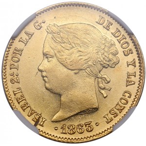 Philippines, Spanish colony (Manila) 4 Pesos 1863 - Isabella II (1833-1868) - NGC MS 61