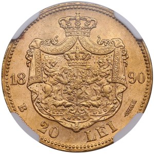 Romania (Bucharest) 20 Lei 1890 - Carol I (1881-1914) - NGC MS 63