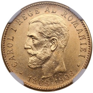 Romania (Brussels mint) 20 Lei 1906 - Carol I (1881-1914) - NGC MS 62