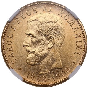 Romania (Brussels mint) 20 Lei 1906 - Carol I (1881-1914) - NGC MS 62