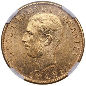 Romania (Brussels mint) 20 Lei 1906 - Carol I (1881-1914) - NGC MS 62