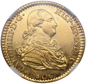 Spain (Madrid) 2 Escudos 1806 - Carlos IV (1788-1808) - NGC MS 62