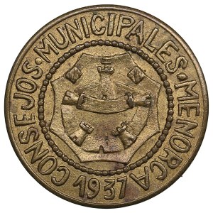 Spain, Island of Menorca (Ciutadella) 1 Peseta 1937 - Emergency coinage
