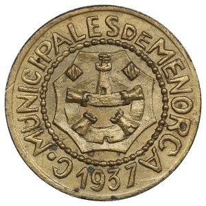 Spain, Island of Menorca (Ciutadella) 25 Centimos 1937 - Emergency coinage