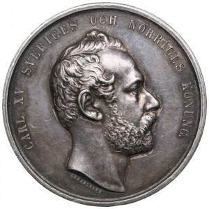 Sweden Silver Prize Medal 1871 - Agricultural Exhibition in Göteborg - Carl XV (1859-1872)