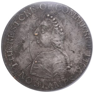 USA, British Colonies, William Pitt Halfpenny Token 1766 - NGC MINT ERROR AU DETAILS