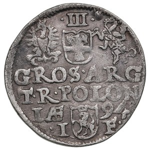 Polish-Lithuanian Commonwealth (Olkusz) AR 3 Groszy / Trojak 1594 - Sigismund III Vasa (1587-1632)