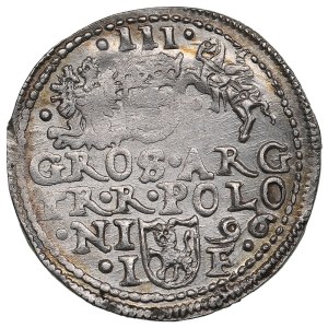 Polish-Lithuanian Commonwealth (Olkusz) AR 3 Groszy / Trojak 1596 - Sigismund III Vasa (1587-1632)