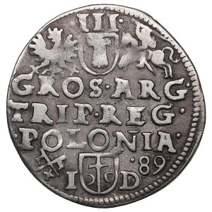 Polish-Lithuanian Commonwealth (Poznan) AR 3 Groszy / Trojak 1589 - Sigismund III Vasa (1587-1632)