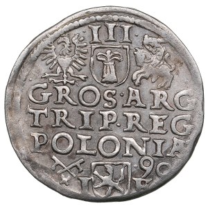 Polish-Lithuanian Commonwealth (Poznan) AR 3 Groszy / Trojak 1590 - Sigismund III Vasa (1587-1632)