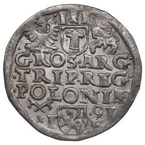 Polish-Lithuanian Commonwealth (Poznan) AR 3 Groszy / Trojak 1591 - Sigismund III Vasa (1587-1632)