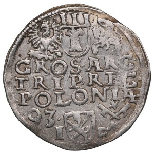 Polish-Lithuanian Commonwealth (Poznan) AR 3 Groszy / Trojak 1593 - Sigismund III Vasa (1587-1632)