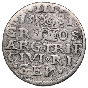 City of Riga under Polish rule, AR 3 Groszy / Trojak 1581 - Stefan Batory (1576-1586)