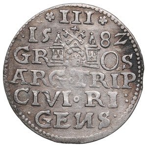City of Riga under Polish rule, AR 3 Groszy / Trojak 1582 - Stefan Batory (1576-1586)